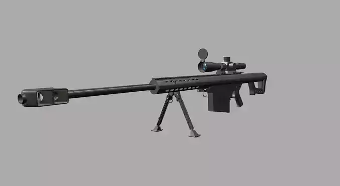 Detailed 3D model of Barrett rifle