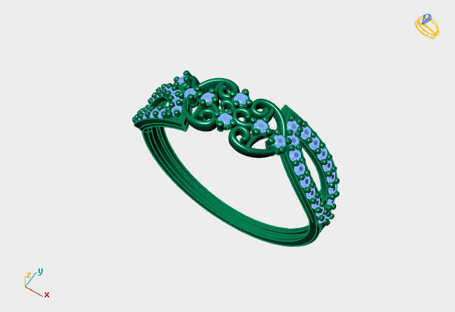 Womens Diamond Signet Ring Women Rings 3dmodels 3D print model 3D print model_1