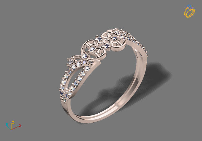 Womens Diamond Signet Ring Women Rings 3dmodels 3D print model 3D print model_4
