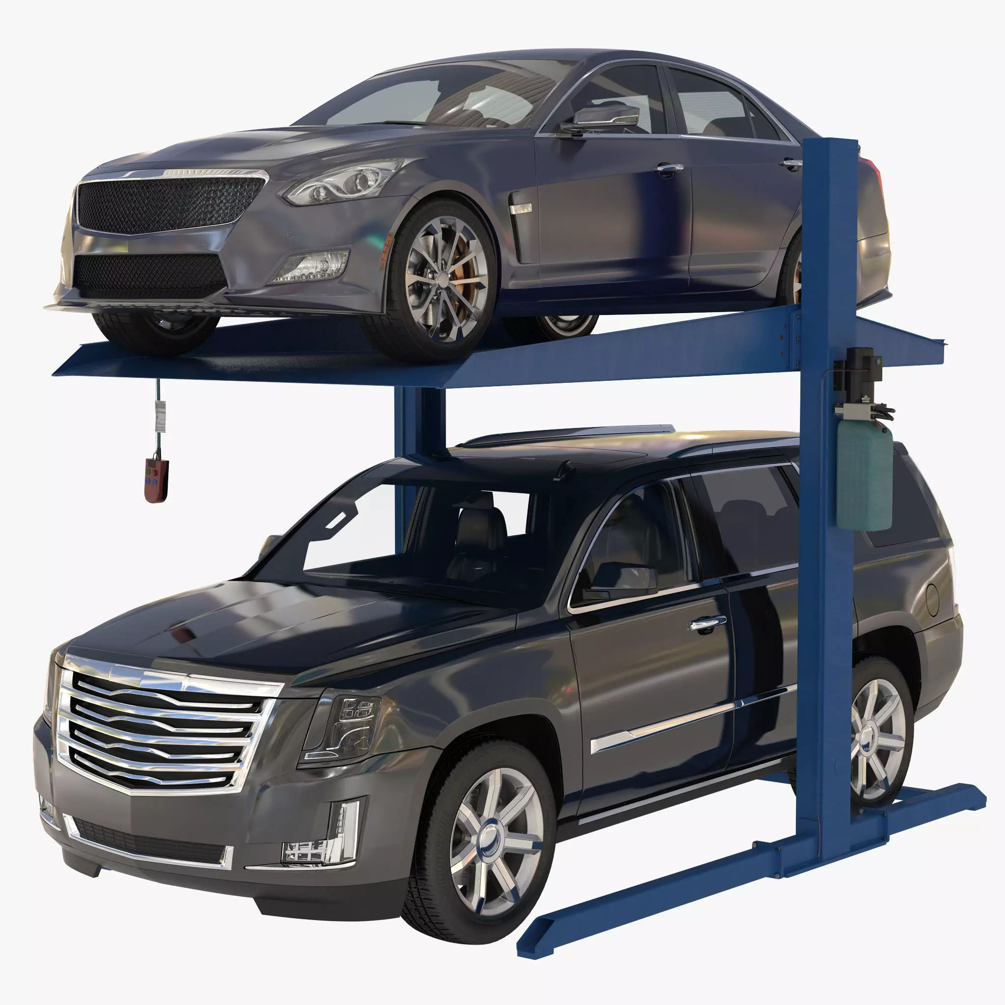 Post Parking Car Lift and Cars 3D model