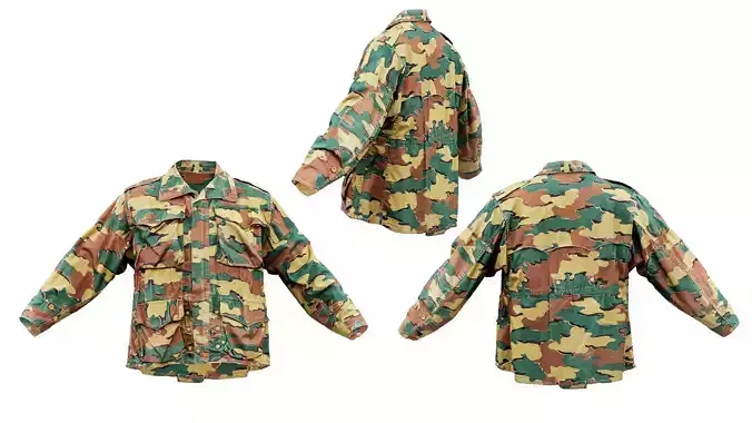 Camouflage Jacket Collar Down Low-poly 3D model