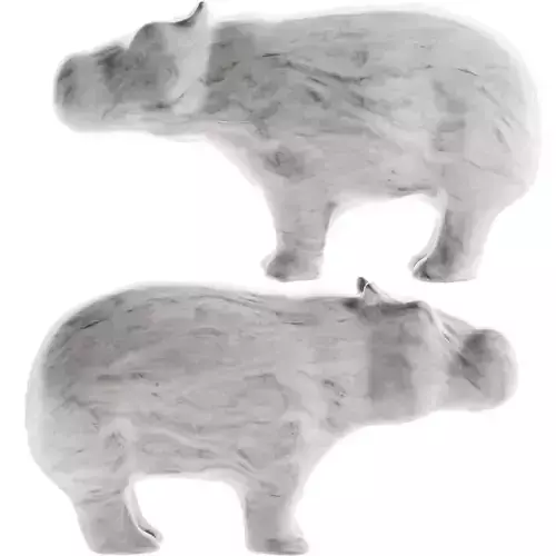 Hippopotamus statue Low-poly 3D model