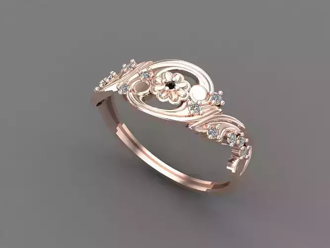 Womens Diamond Signet Ring Women Rings 3dmodels 3D print model