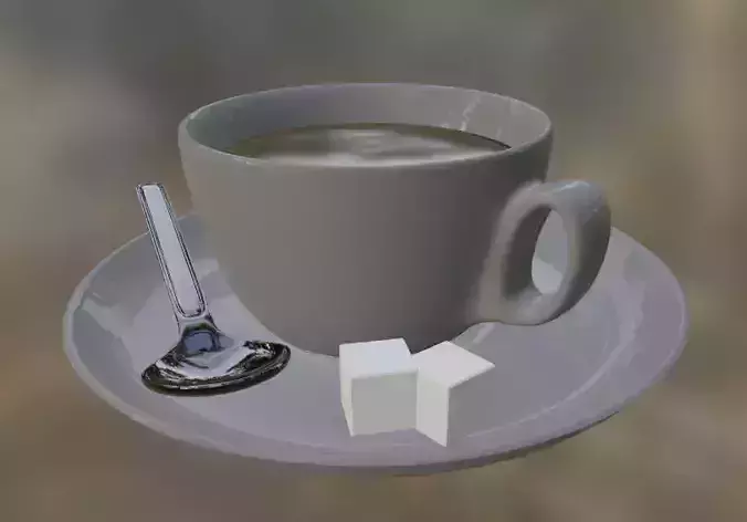 Cup with a spoon and sugar