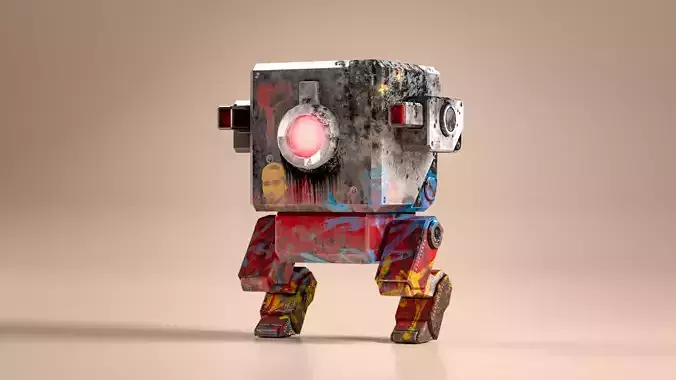 UE4 Game-ready - PBR Cubic Robot Low-poly 3D model