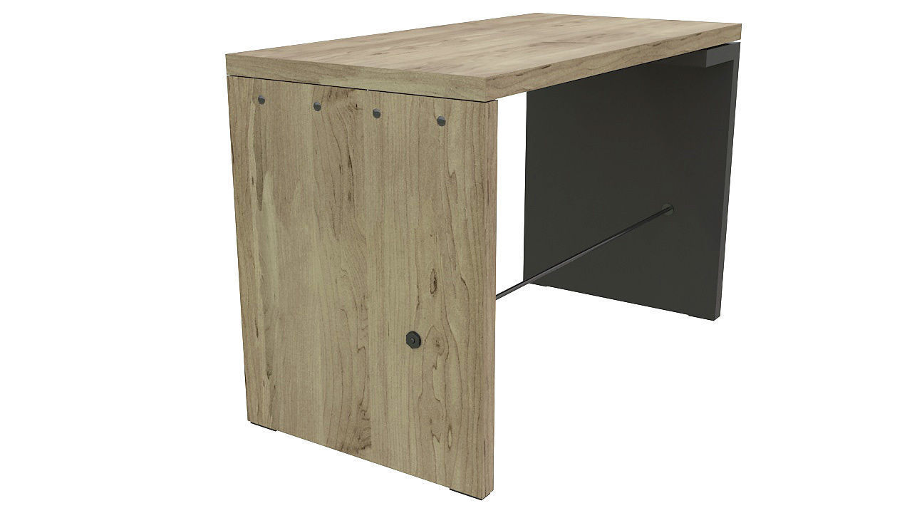 Metal and wood desk 3D model_4