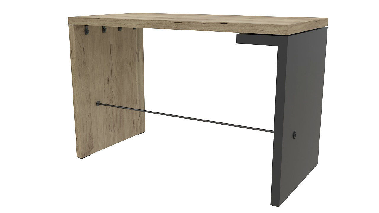 Metal and wood desk 3D model_6