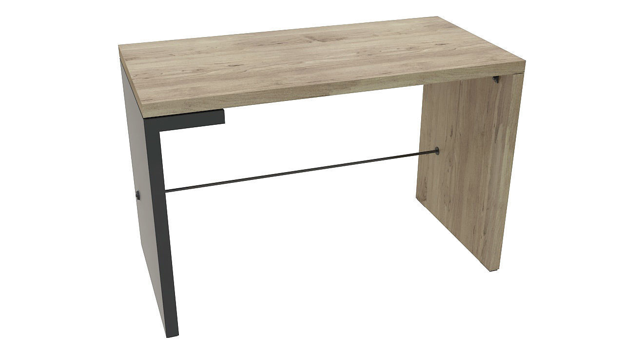 Metal and wood desk 3D model_1