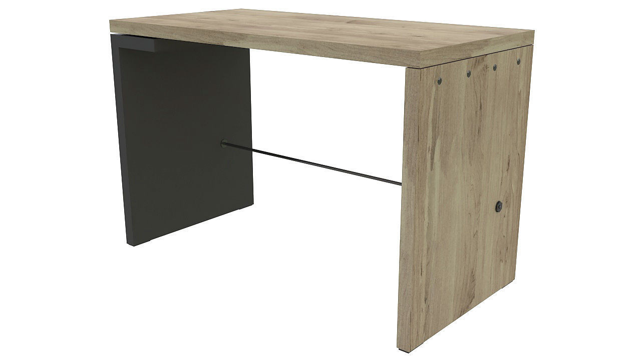 Metal and wood desk 3D model_3