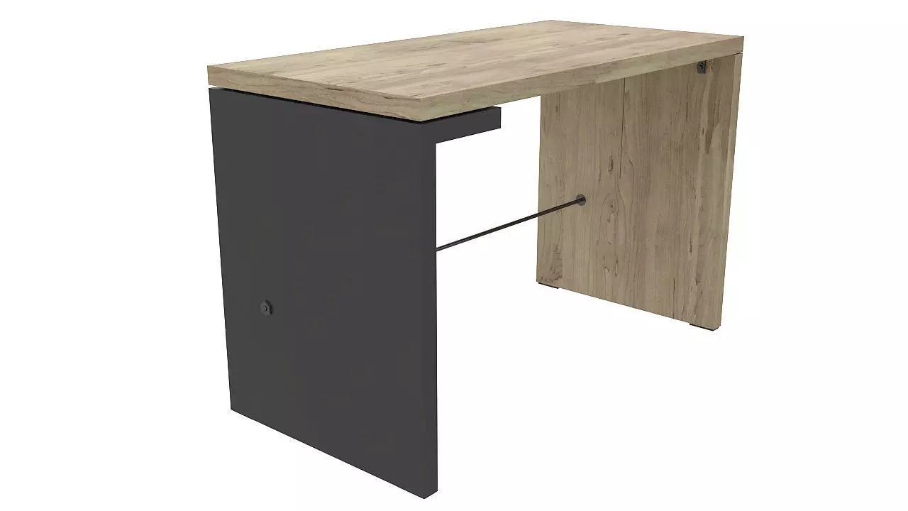 Metal and wood desk 3D model_0
