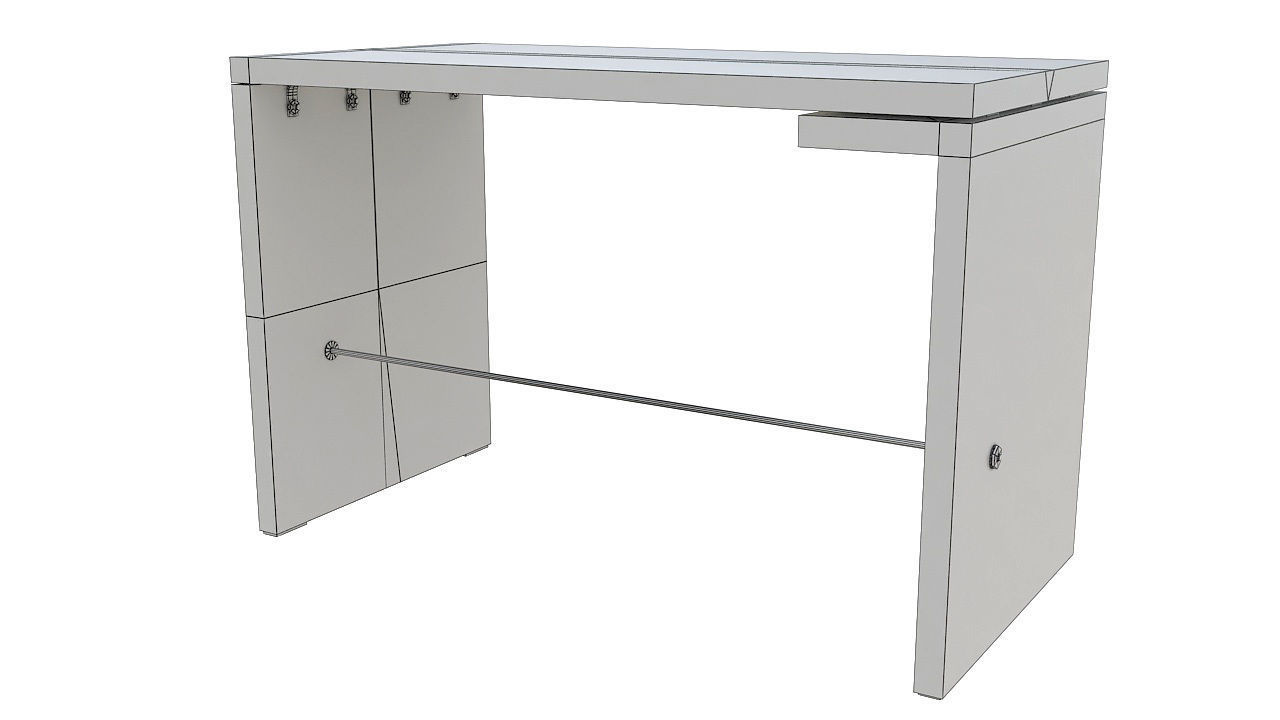 Metal and wood desk 3D model_7