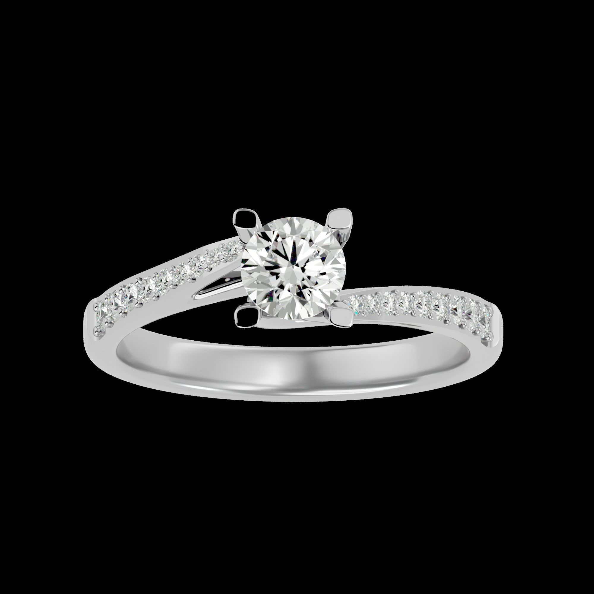 Solitaire ring model 3D print model_6