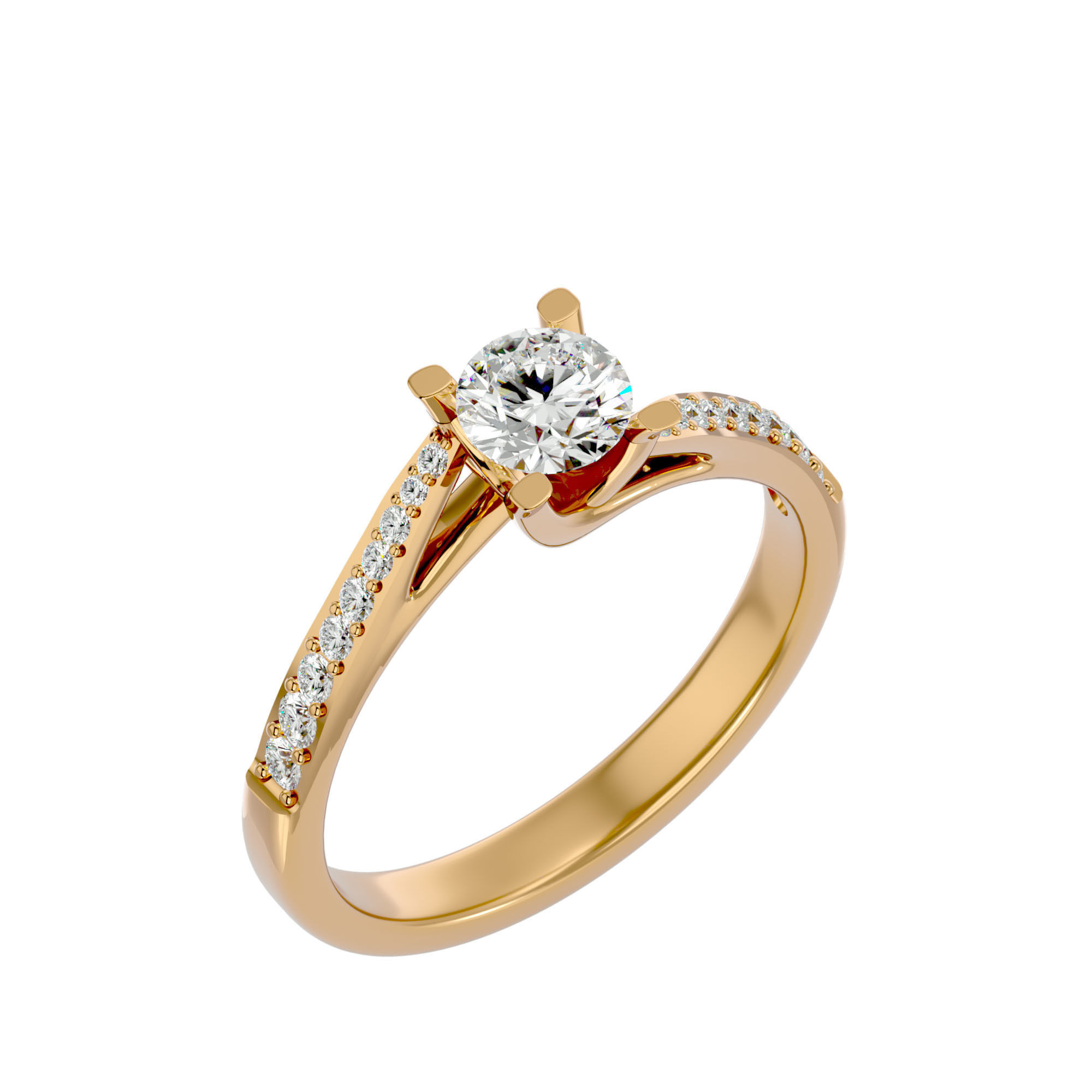 Solitaire ring model 3D print model_21