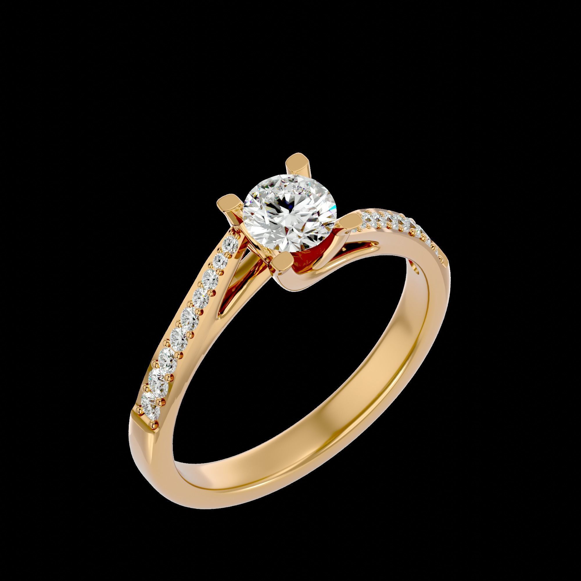 Solitaire ring model 3D print model_22