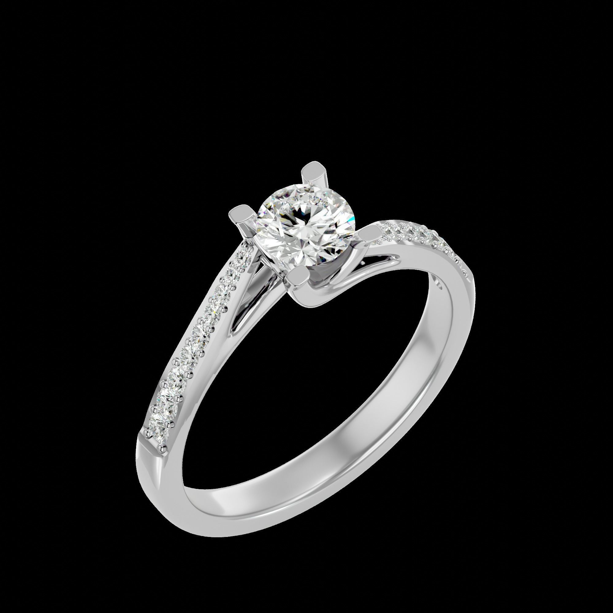 Solitaire ring model 3D print model_20