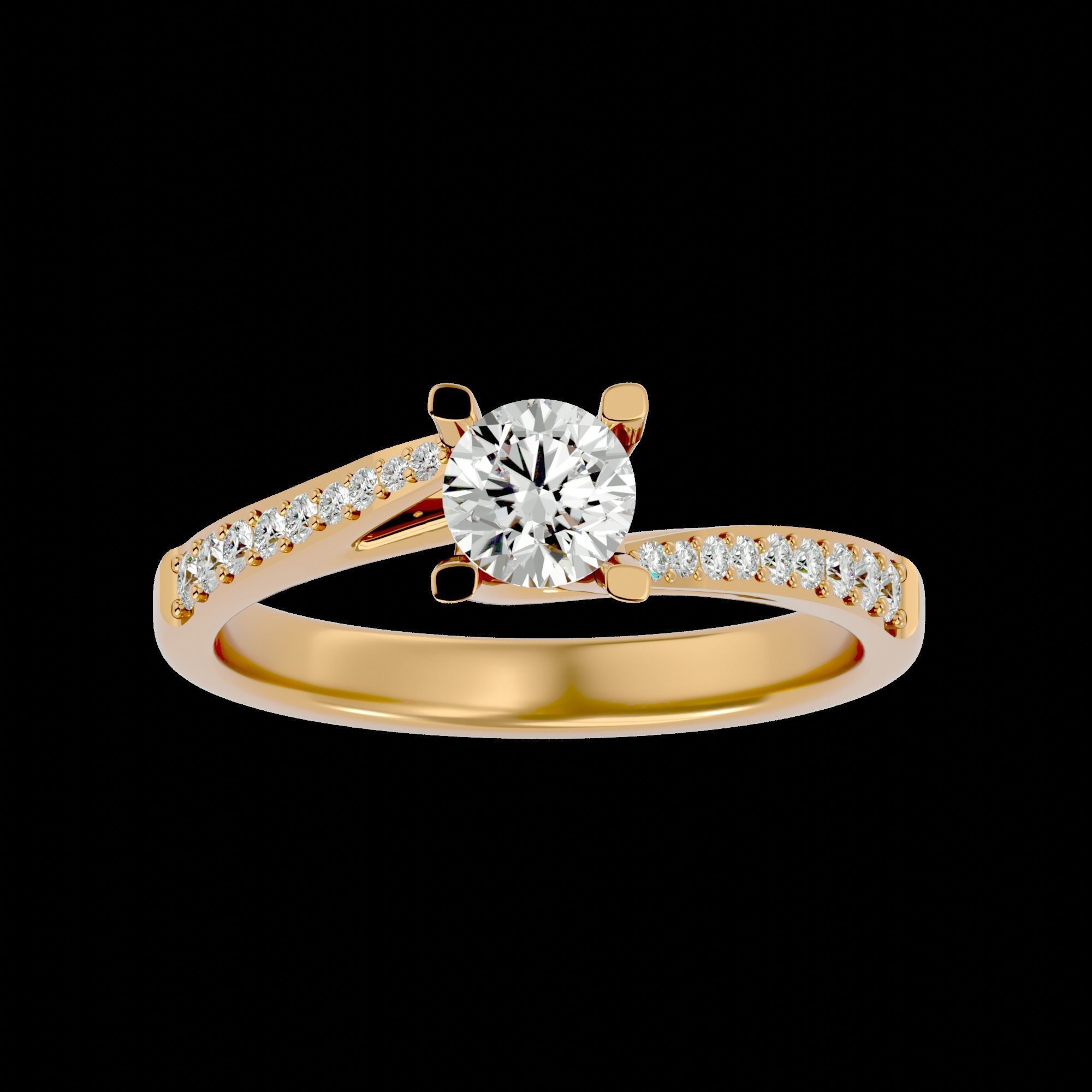 Solitaire ring model 3D print model_2