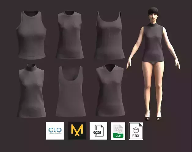 Tank Tops with 6 Styles package 3D model