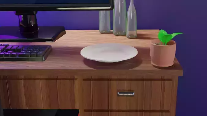 Low-Poly Plate on wall