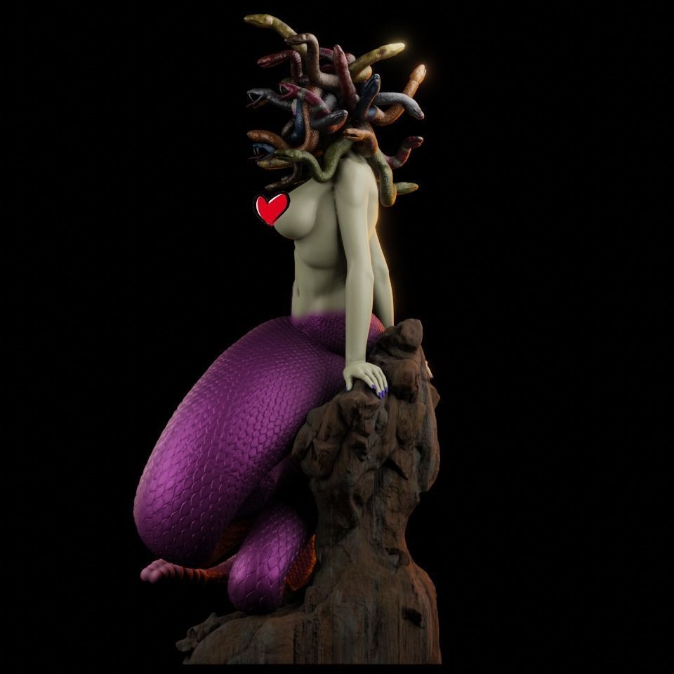 Medusa PinUp - 90mm STL 3D printing file 3D print model_6