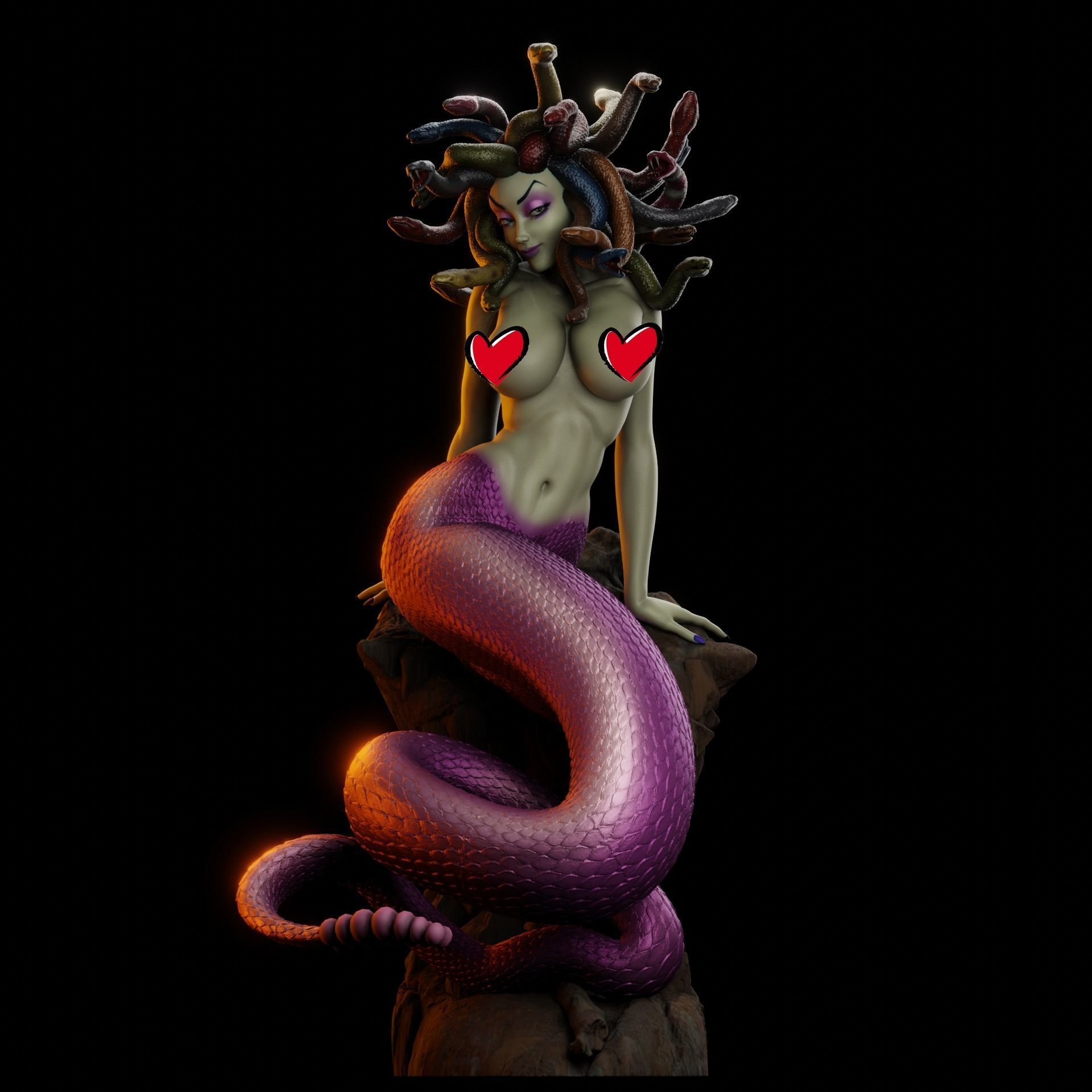 Medusa PinUp - 90mm STL 3D printing file 3D print model_2