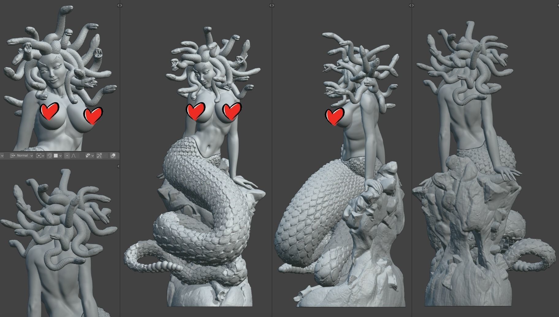 Medusa PinUp - 90mm STL 3D printing file 3D print model_19