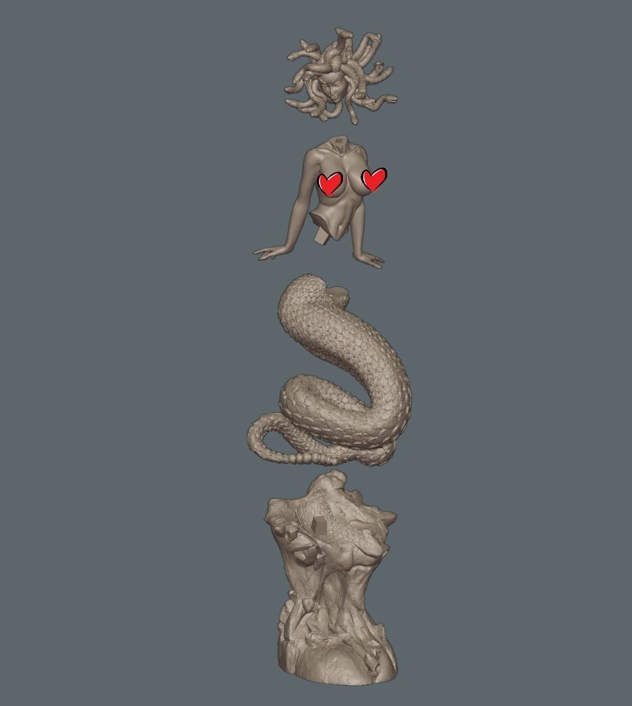 Medusa PinUp - 90mm STL 3D printing file 3D print model_18