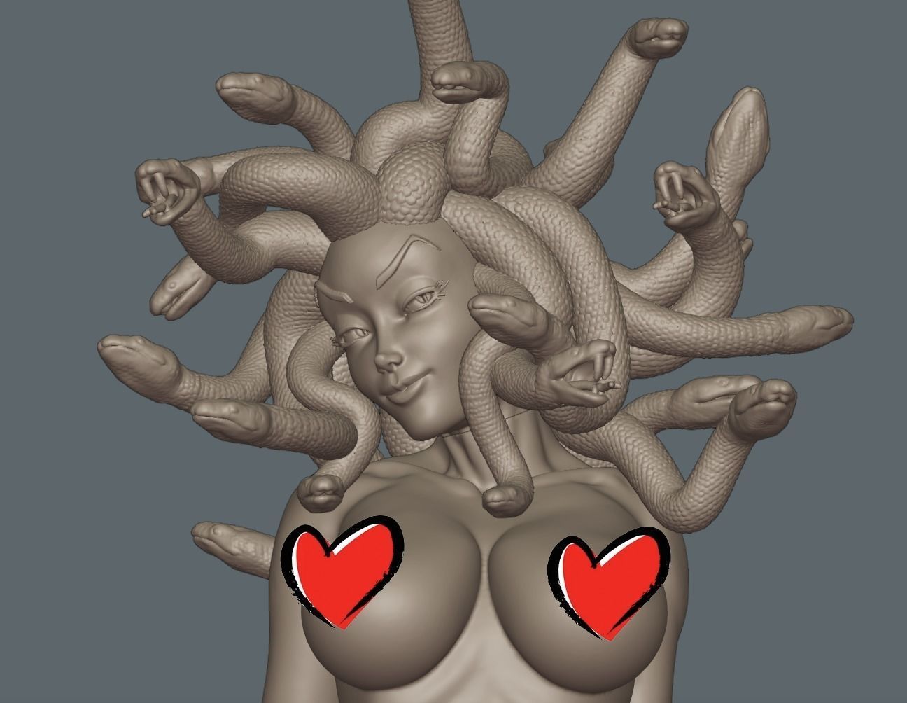 Medusa PinUp - 90mm STL 3D printing file 3D print model_14