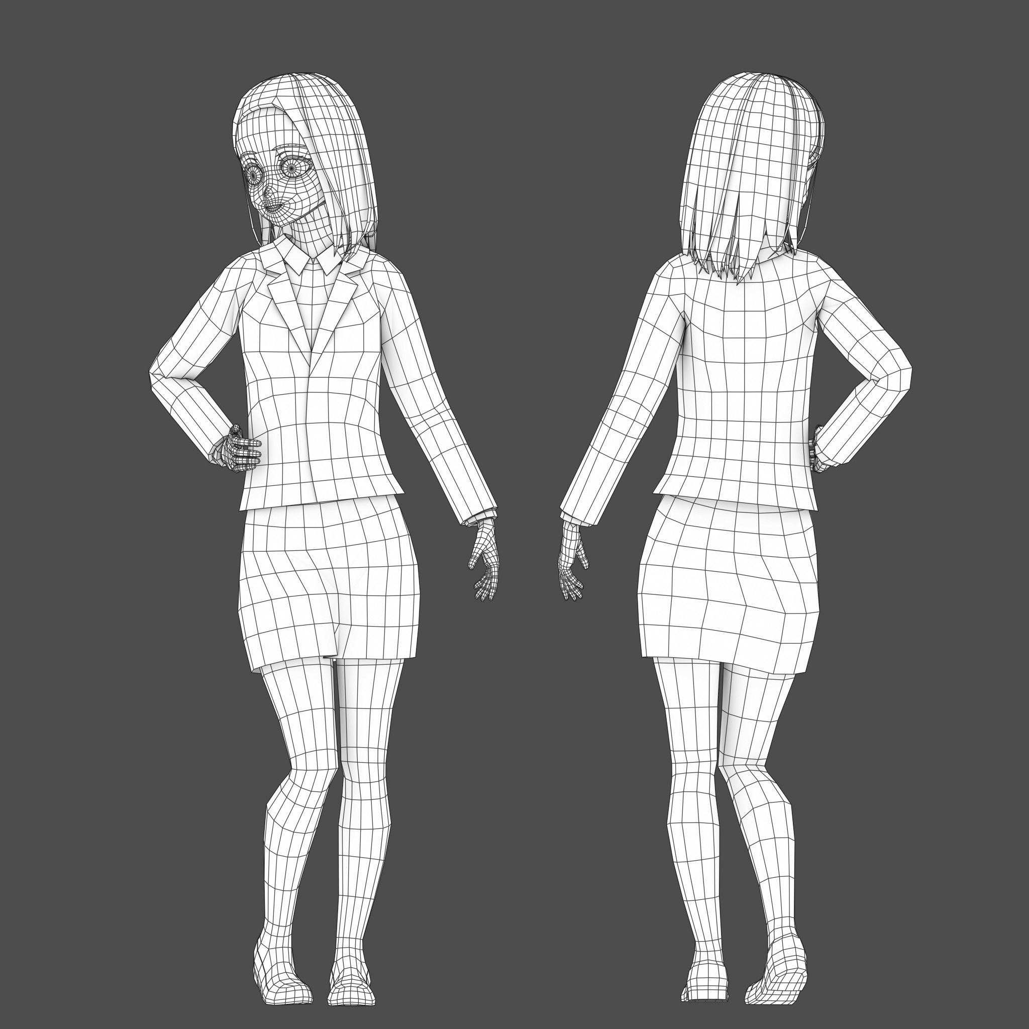 Clothes Switchable Anime Girl Low-poly 3D model_17