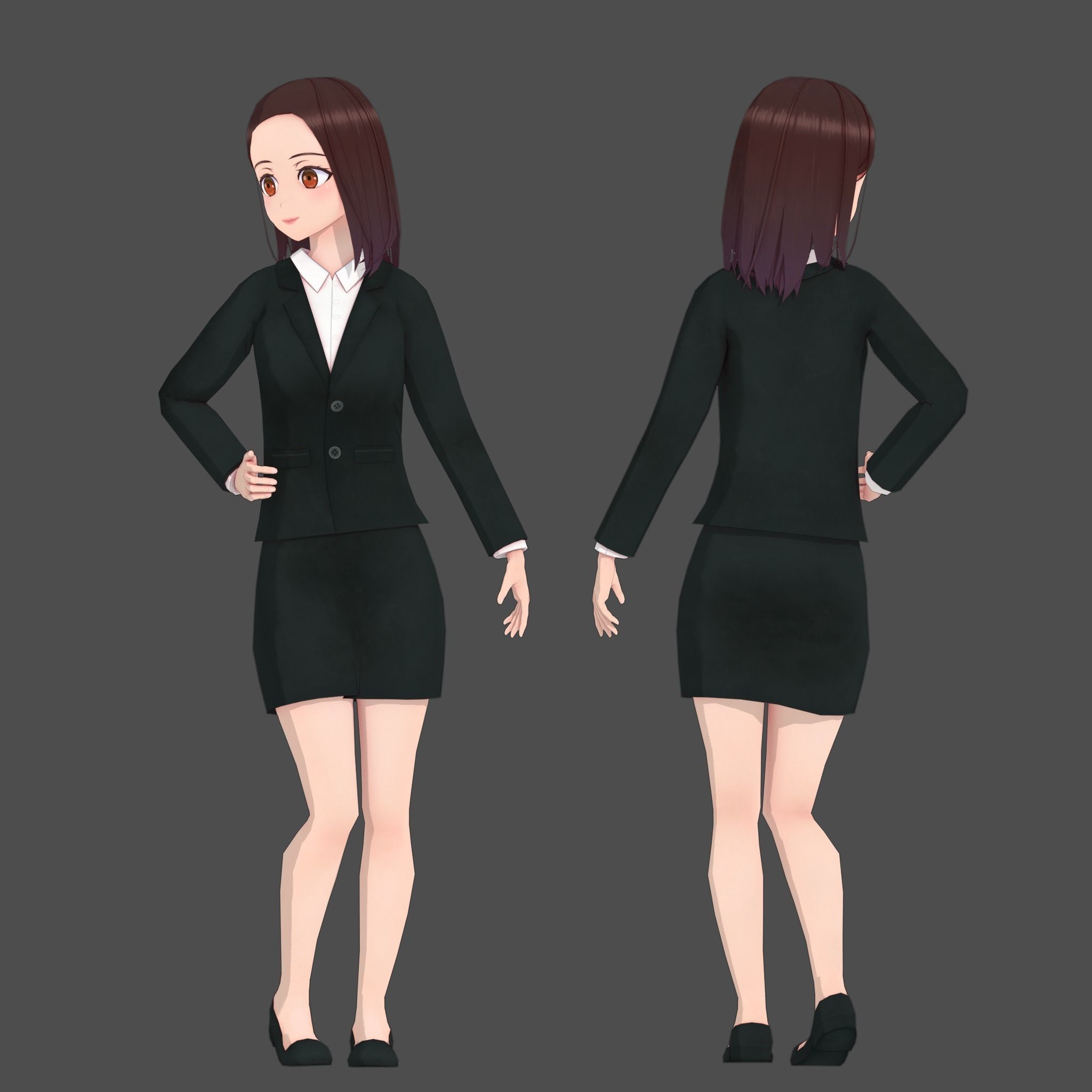 Clothes Switchable Anime Girl Low-poly 3D model_10