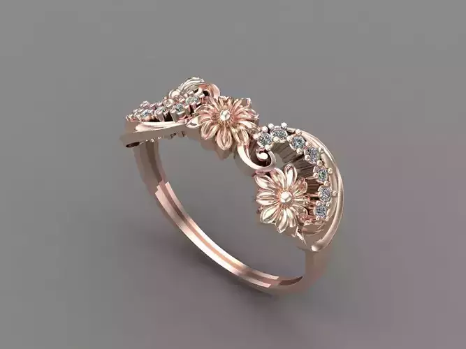 Womens Diamond Signet Ring Women Rings 3dmodels 3D print model