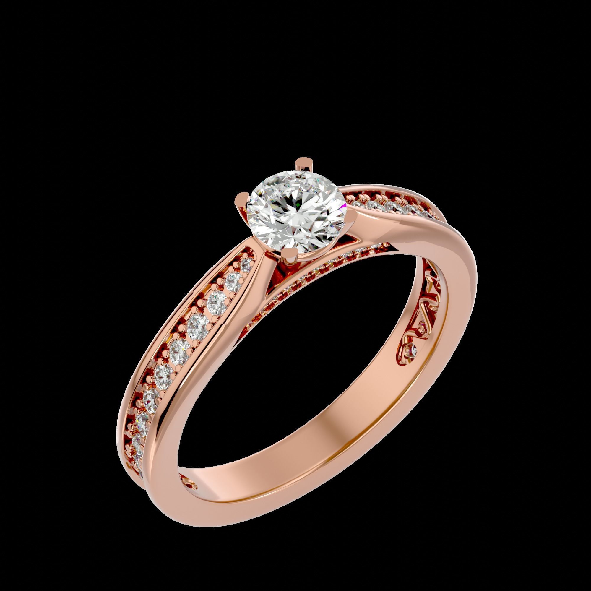 Solitaire ring model 3D print model_25
