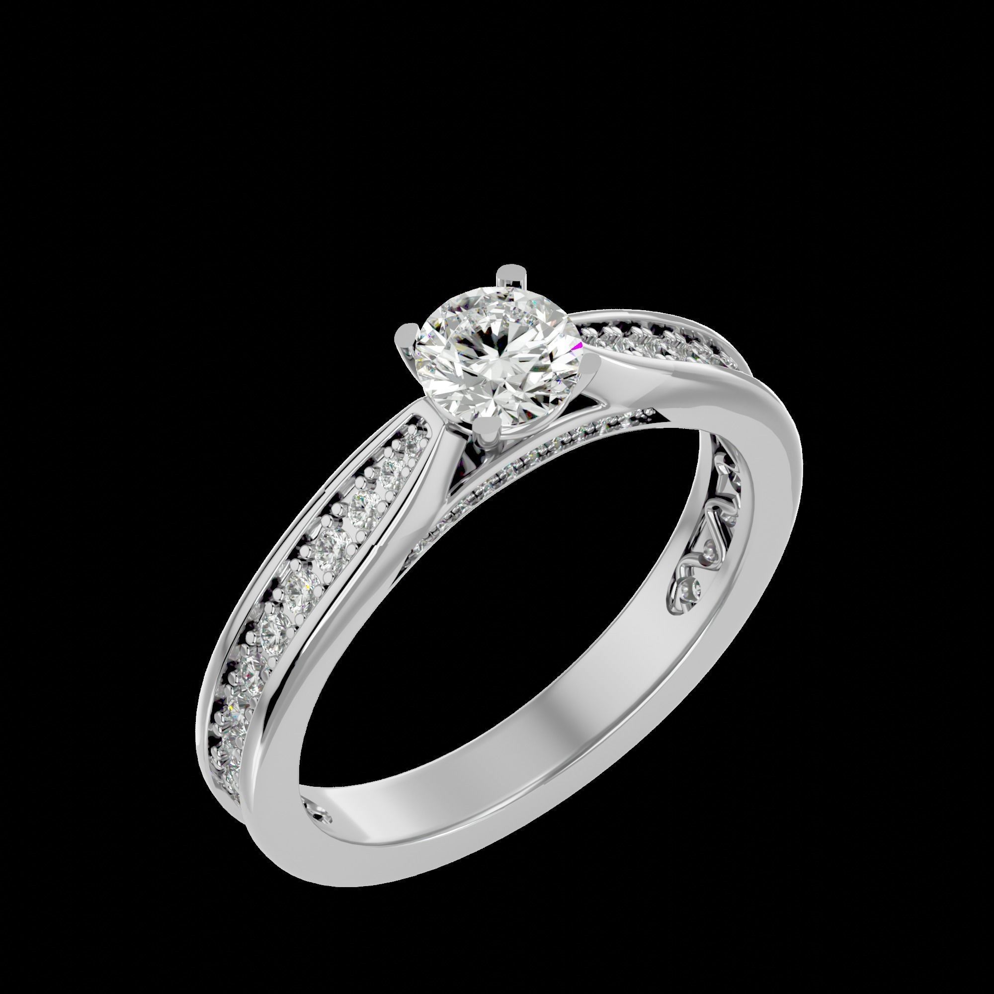 Solitaire ring model 3D print model_21