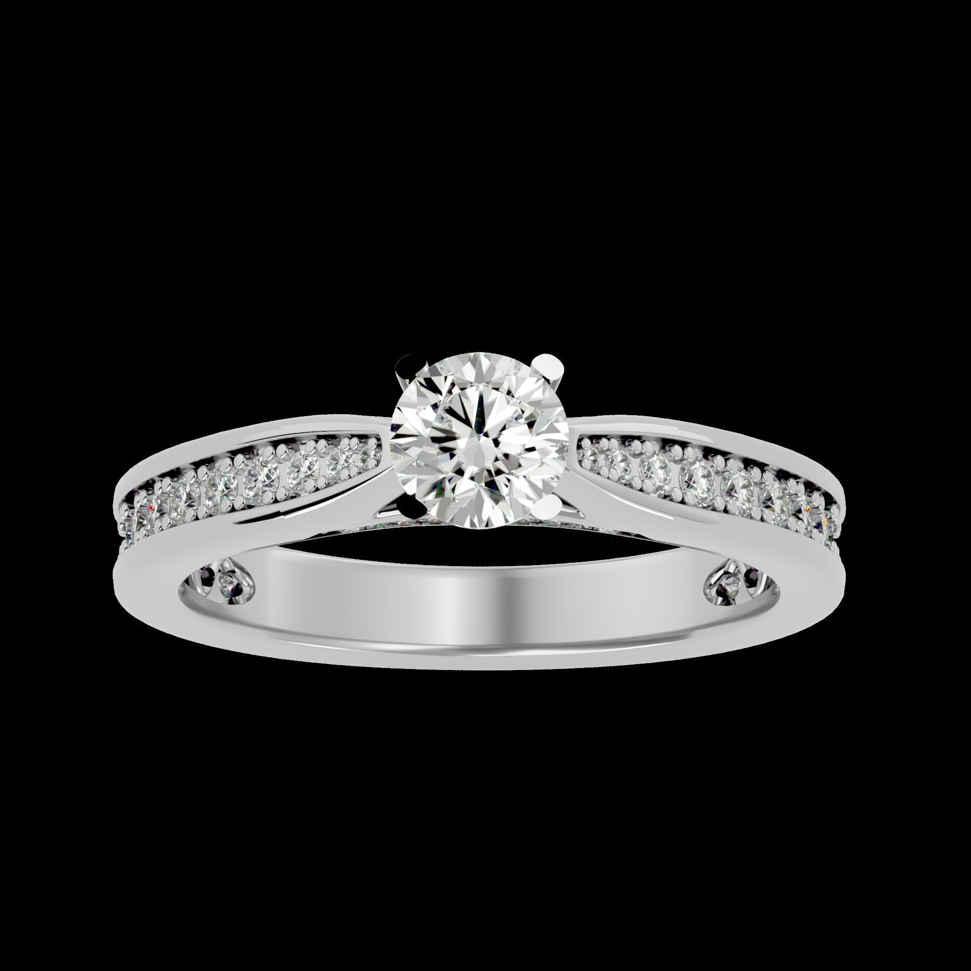 Solitaire ring model 3D print model_7