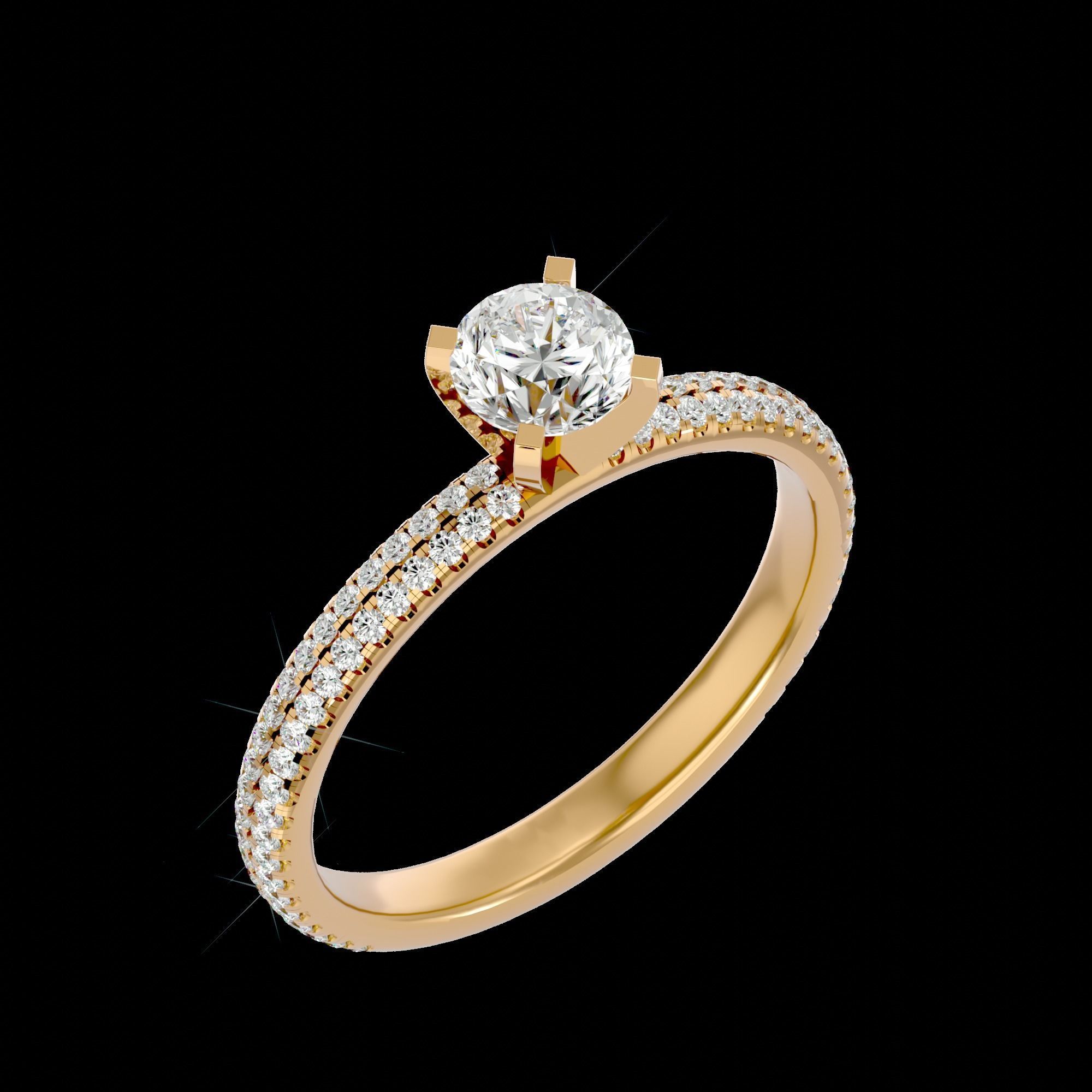 Solitaire ring model 3D print model_22