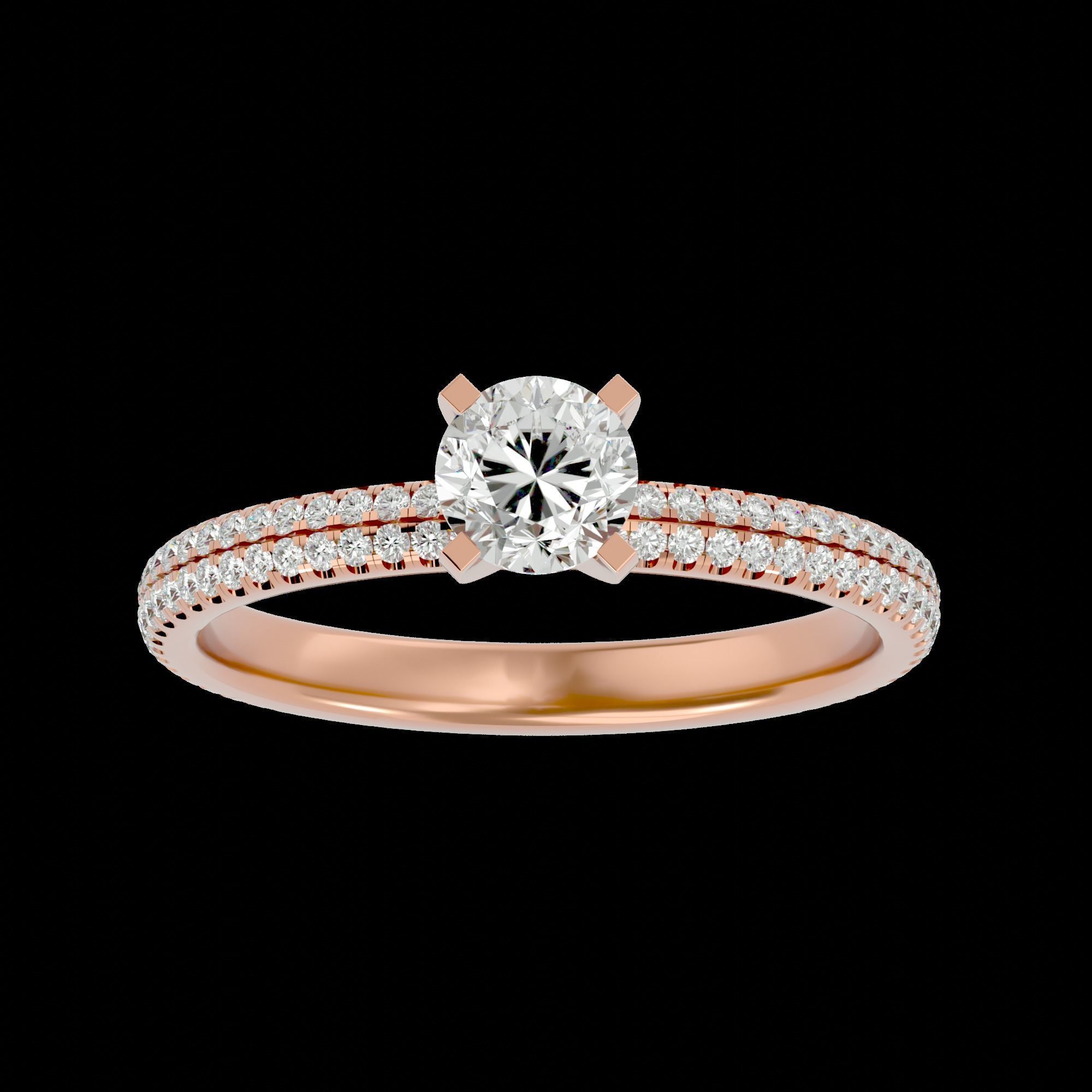 Solitaire ring model 3D print model_4