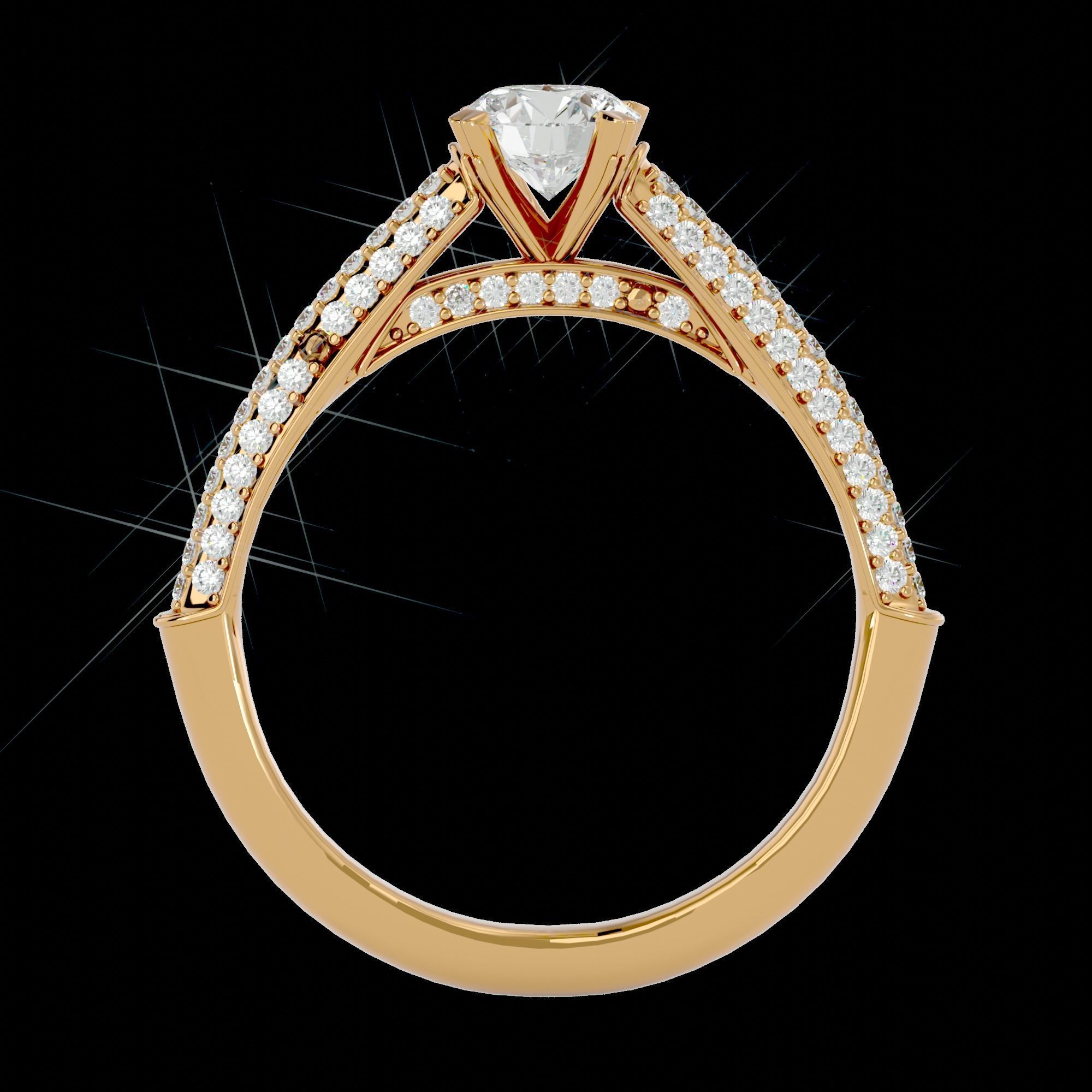 Solitaire ring model 3D print model_10