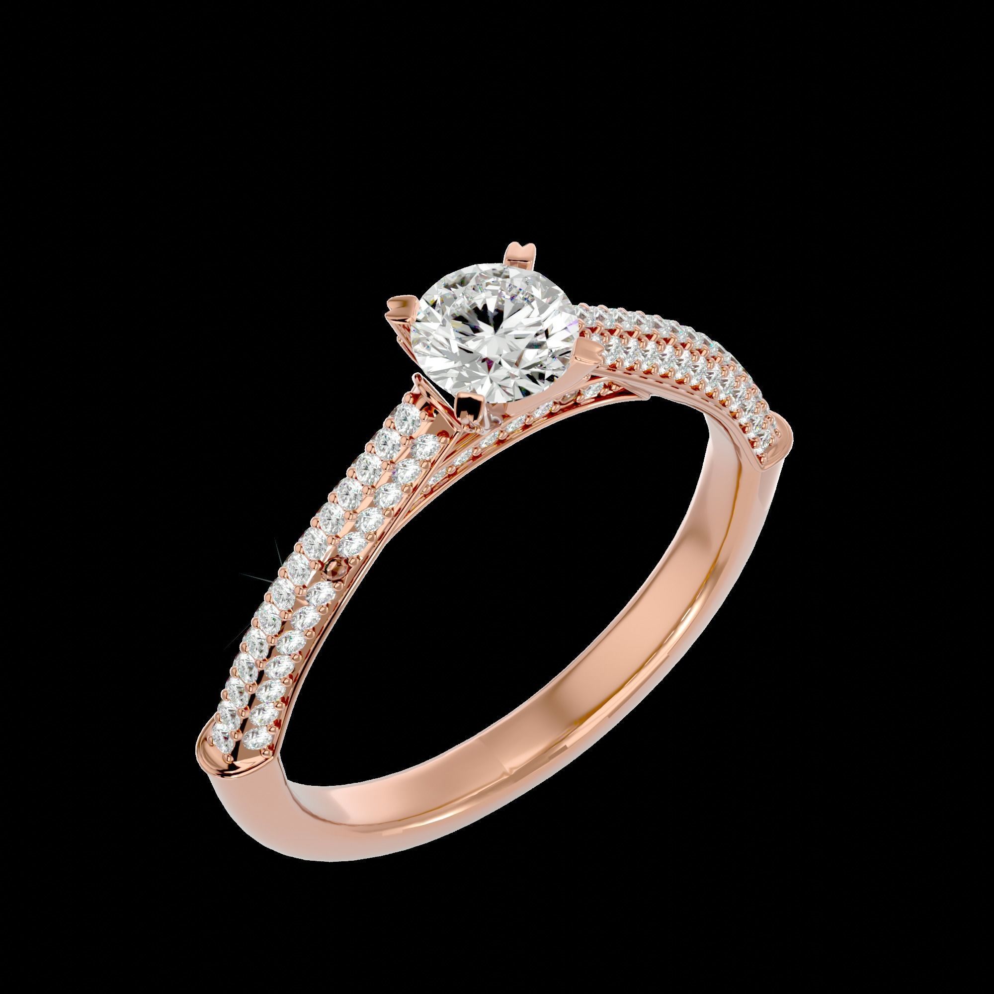 Solitaire ring model 3D print model_24