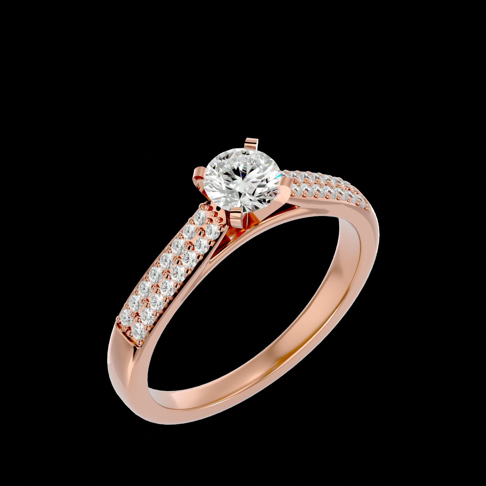 Solitaire ring model 3D print model_25
