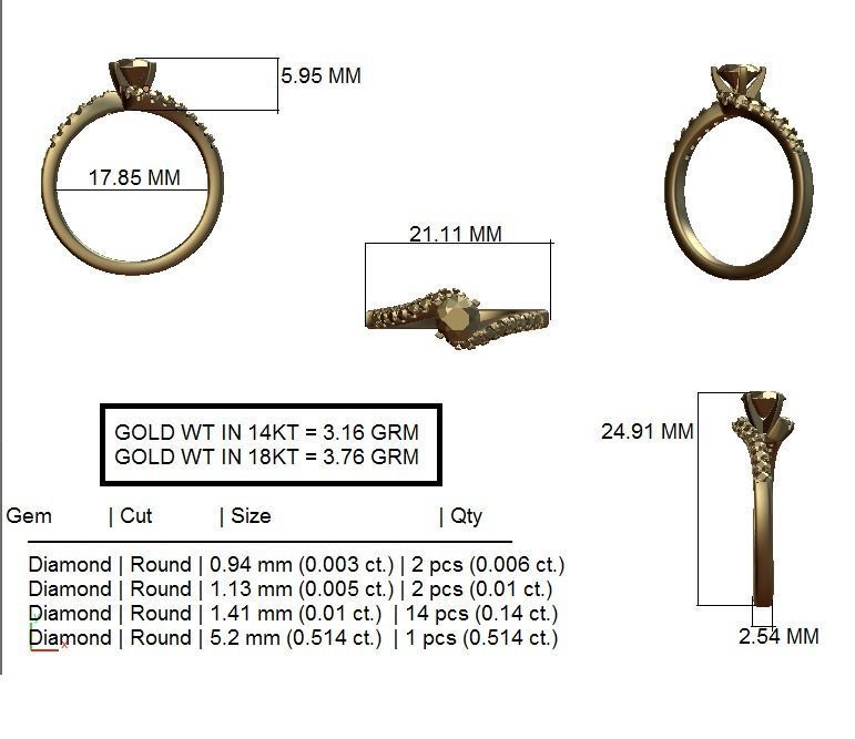 Solitaire ring model 3D print model_2