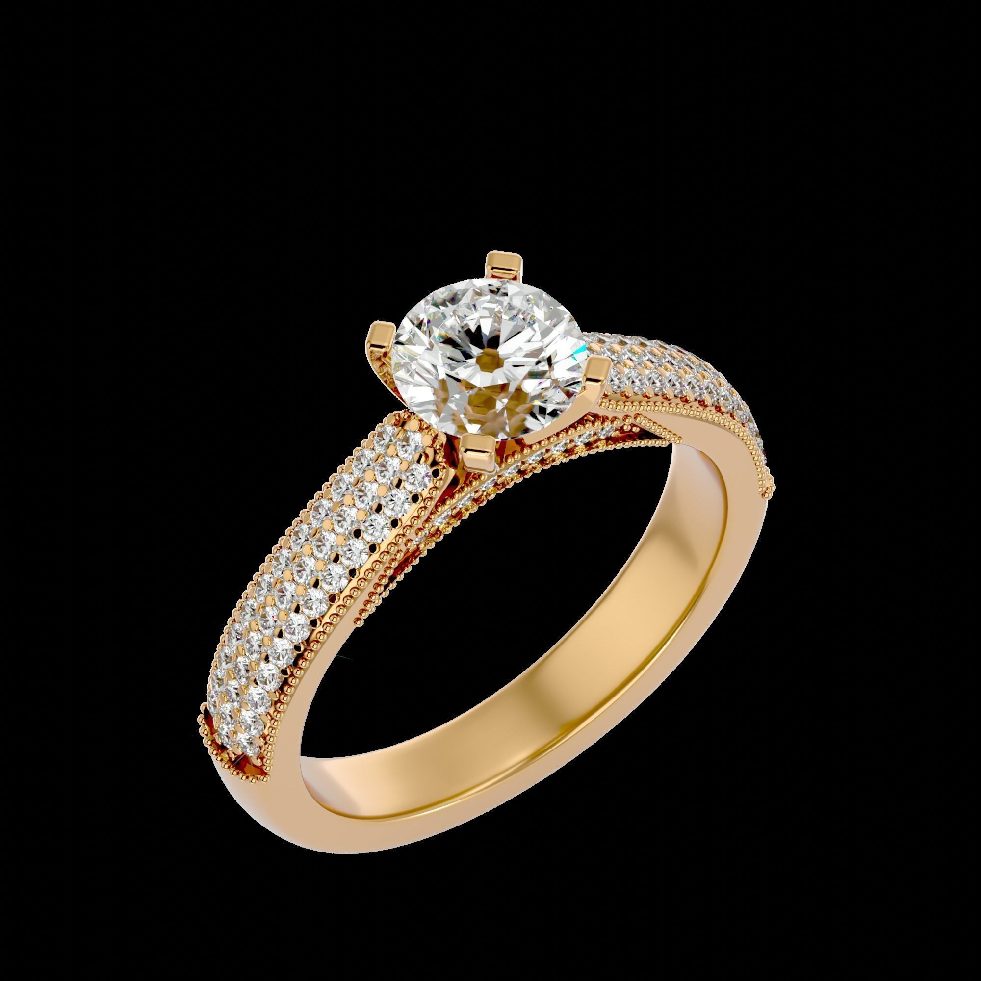 Solitaire ring model 3D print model_23