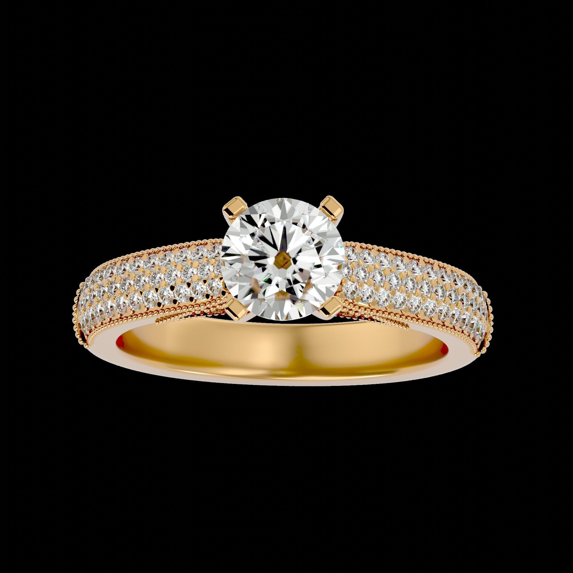 Solitaire ring model 3D print model_3