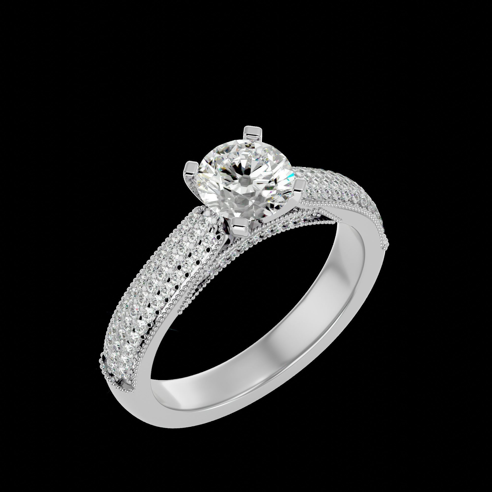 Solitaire ring model 3D print model_21