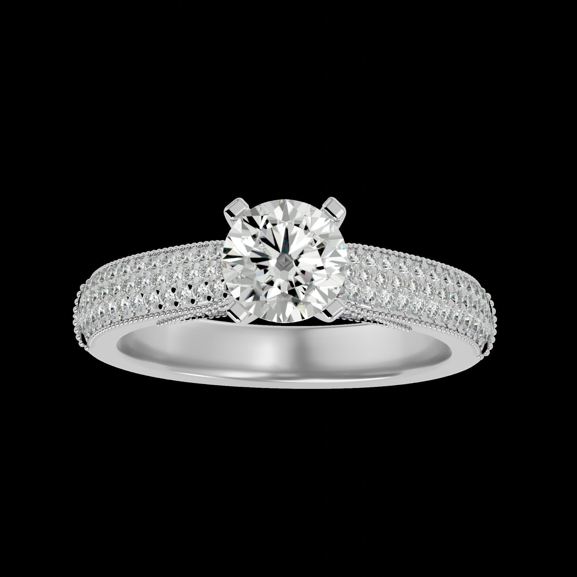 Solitaire ring model 3D print model_7
