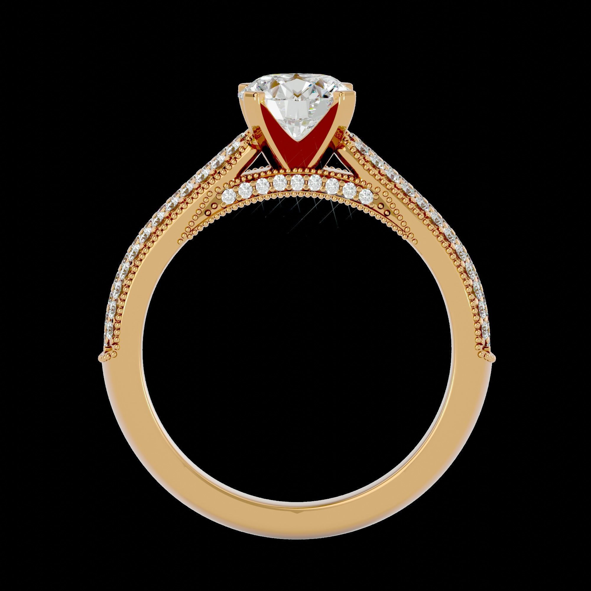 Solitaire ring model 3D print model_11