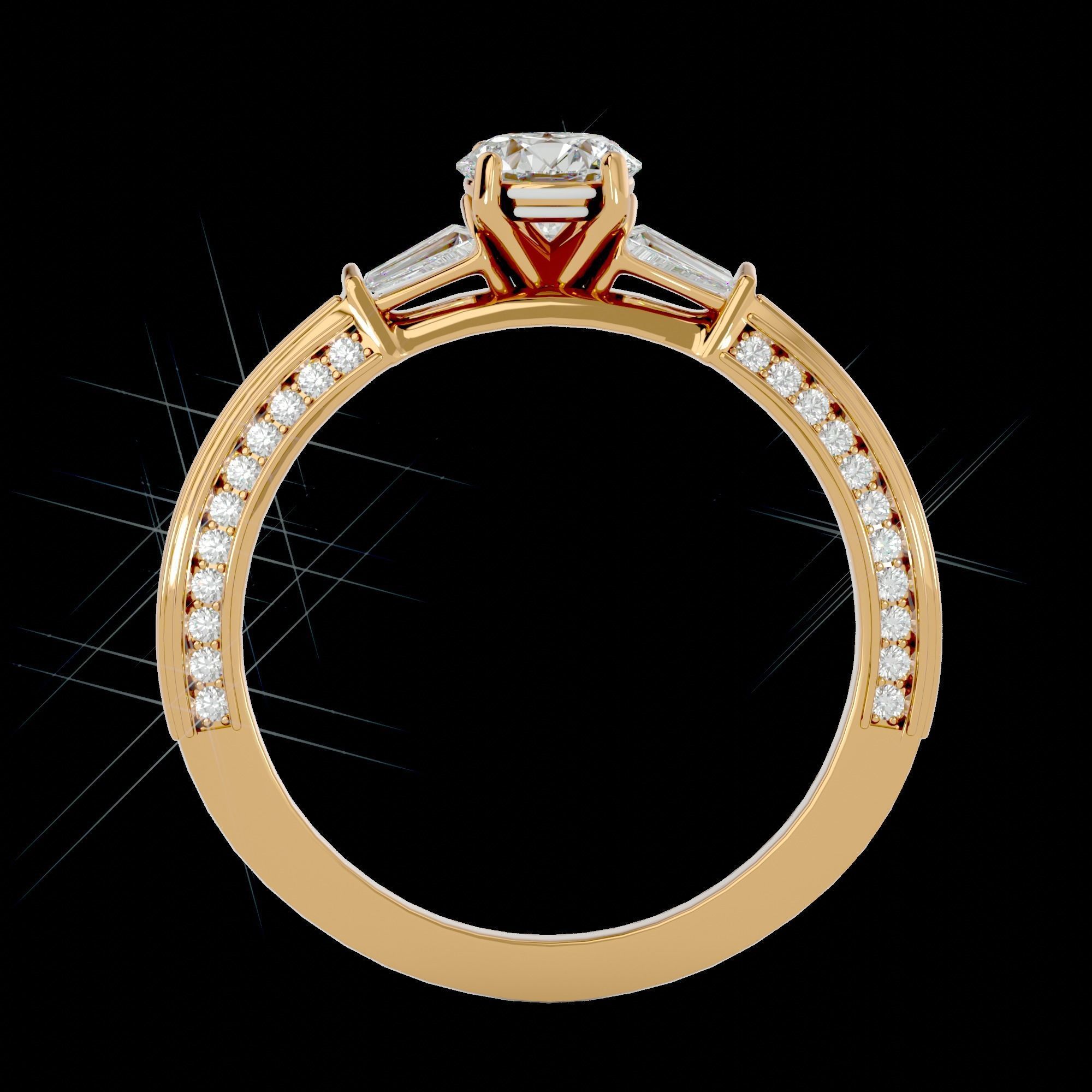Solitaire ring model 3D print model_11