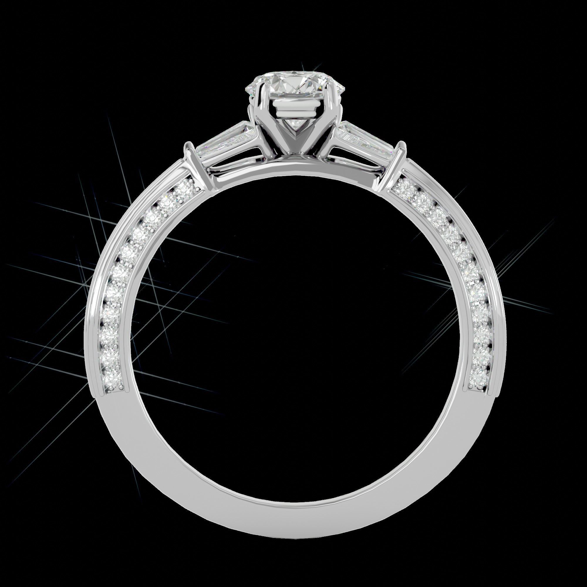 Solitaire ring model 3D print model_9