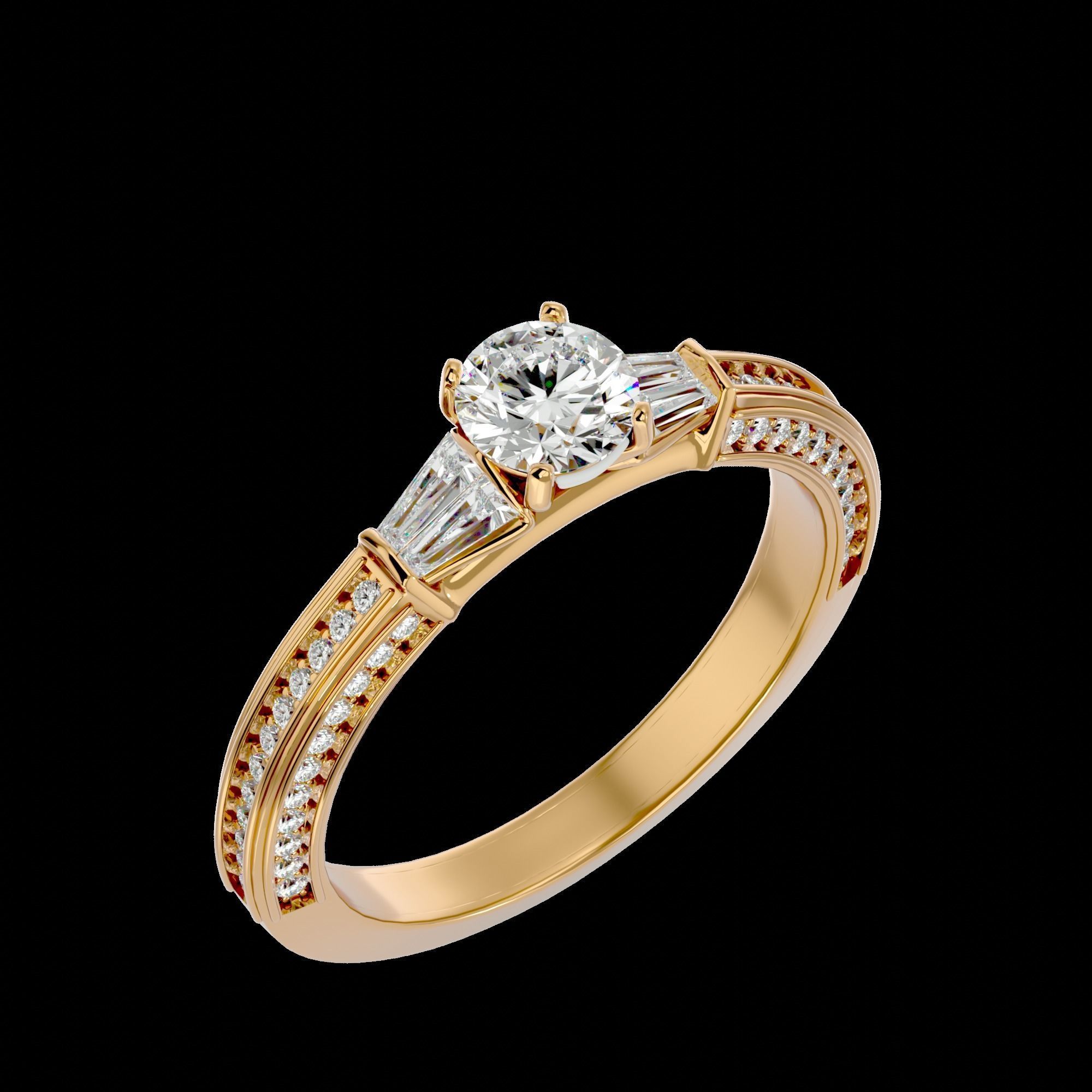 Solitaire ring model 3D print model_23