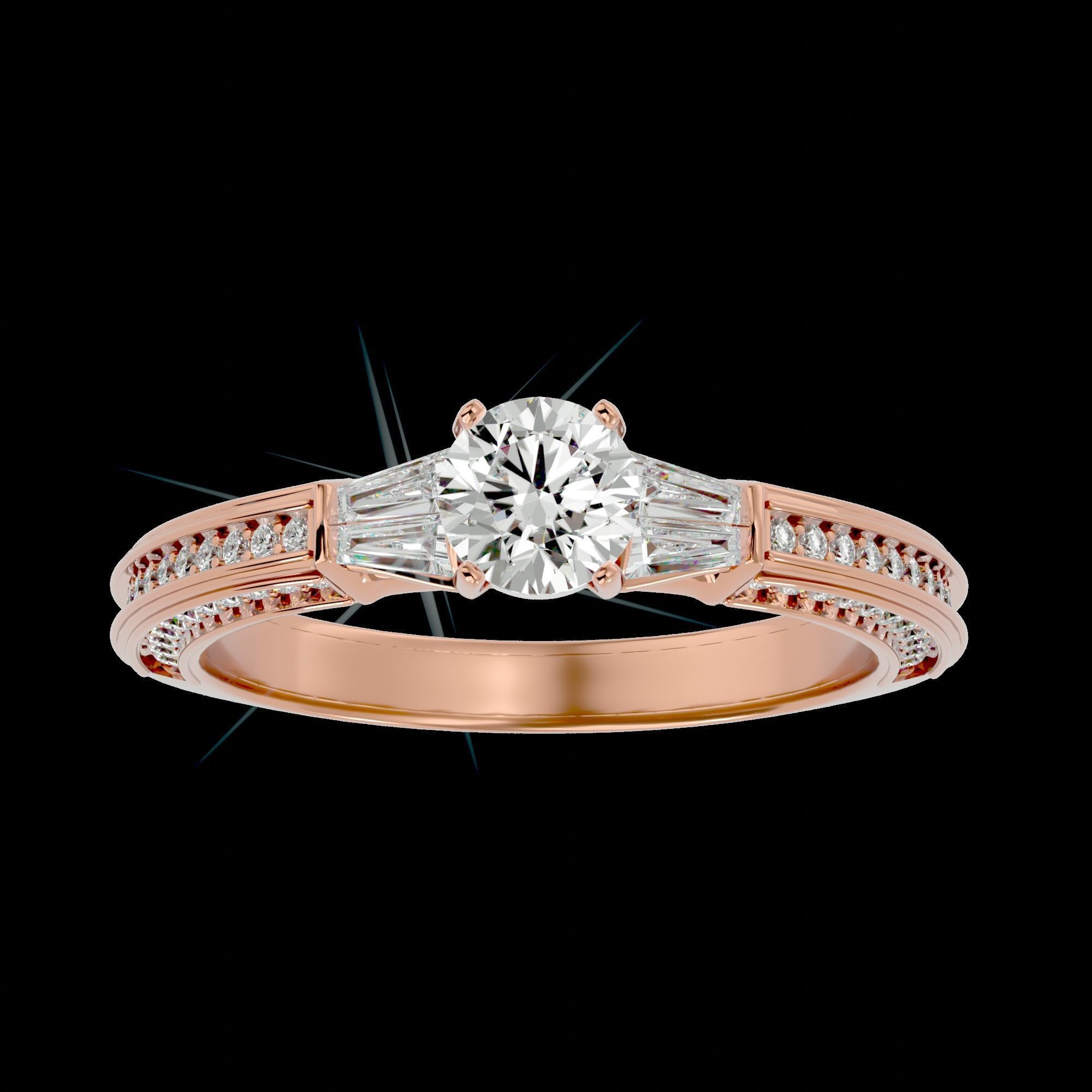 Solitaire ring model 3D print model_5