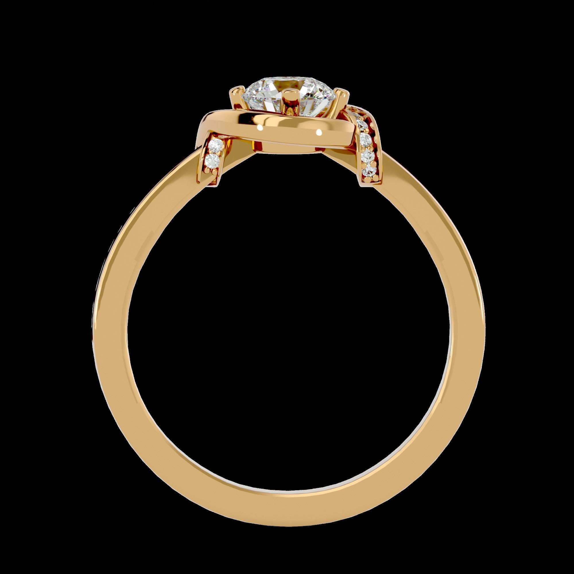 Solitaire ring model 3D print model_10
