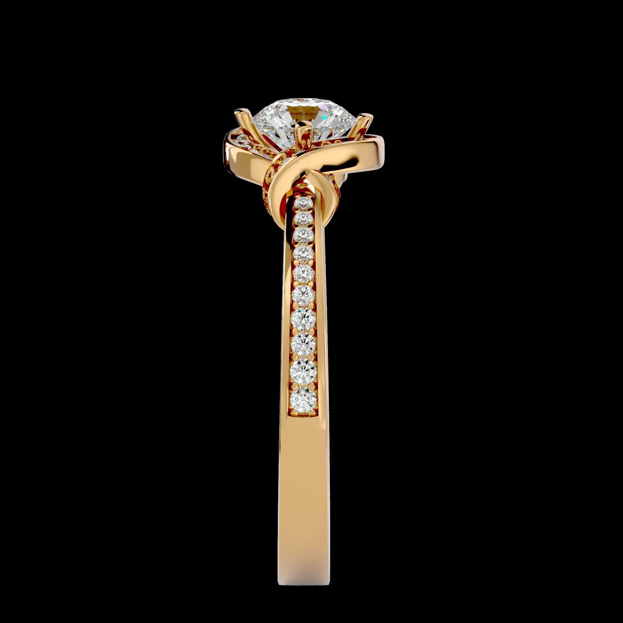 Solitaire ring model 3D print model_14